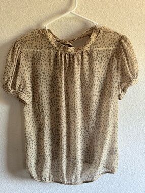 Express Cream Short-Sleeve Printed Blouse